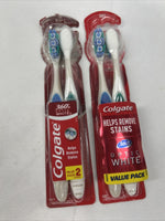 (2) Colgate 360 Optic White Whitening Toothbrush Removes Stain, Soft 2pk