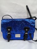 Betseyville Blue & Black Glitter￼ Clutch Shoulder Bag Accent Buckles Adjustable