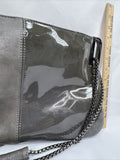 Charming Charlie Off Black Grey￼ Purse Shoulder Bag Chain Strap Double Zippers