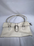 BCBG Cream Beige Purse Shoulder Bag Buckle Accent 3 Compartment Leather