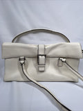 BCBG Cream Beige Purse Shoulder Bag Buckle Accent 3 Compartment Leather