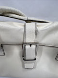 BCBG Cream Beige Purse Shoulder Bag Buckle Accent 3 Compartment Leather