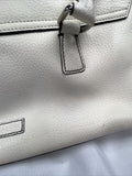 BCBG Cream Beige Purse Shoulder Bag Buckle Accent 3 Compartment Leather