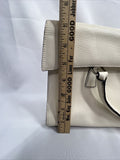 BCBG Cream Beige Purse Shoulder Bag Buckle Accent 3 Compartment Leather