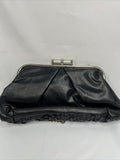 Ruffle Black￼ Purse Shoulder Bag Strap Silver Chain Ruffle Accent