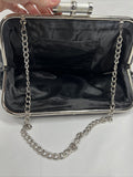 Ruffle Black￼ Purse Shoulder Bag Strap Silver Chain Ruffle Accent