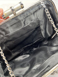 Ruffle Black￼ Purse Shoulder Bag Strap Silver Chain Ruffle Accent