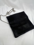 Express Black￼ Purse Folds To Clutch Shoulder Bag Silver Chain Zipper Magnet
