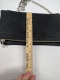 Express Black￼ Purse Folds To Clutch Shoulder Bag Silver Chain Zipper Magnet