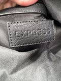 Express Black￼ Purse Folds To Clutch Shoulder Bag Silver Chain Zipper Magnet