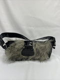 Furry Black￼ Purse Clutch Bag Strap Small  Zipper Faux Fur Bag
