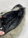 Furry Black￼ Purse Clutch Bag Strap Small  Zipper Faux Fur Bag