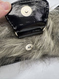 Furry Black￼ Purse Clutch Bag Strap Small  Zipper Faux Fur Bag