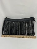 Cache Black￼ Purse Clutch D For Shoulder Strap Zipper rhinestone chain embellish