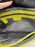 R & J Black￼ Yellow Purse Fold Clutch Shoulder Strap ? Magnet Closure Envelope