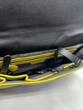 R & J Black￼ Yellow Purse Fold Clutch Shoulder Strap ? Magnet Closure Envelope