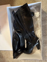 ￼Calvin Klein Sz 9 Mattie stretch black leather knee-high boot style E7747