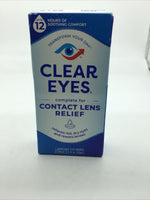Clear Eyes Contact Lens Eye Drops 12Hr Relief Sooth Moiturizes Comfort .5oz 2/24