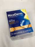 NicoDerm CQ Nicotine Patch System 14mg 14 CLEAR PATCHES 2 Week KIT Step 2 10/24