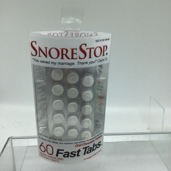SNORE STOP Fast Tabs 60ct Chewable Tablets Natural Anti-Snoring Solution