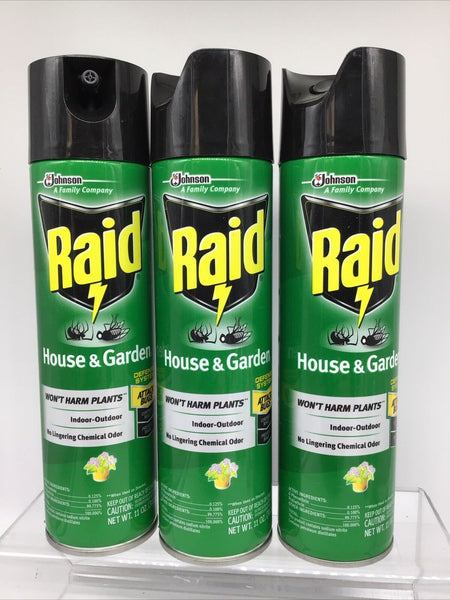 (3) Raid House & Garden Defense System Won't Harm Plants Indoor/Outdoor 11 oz