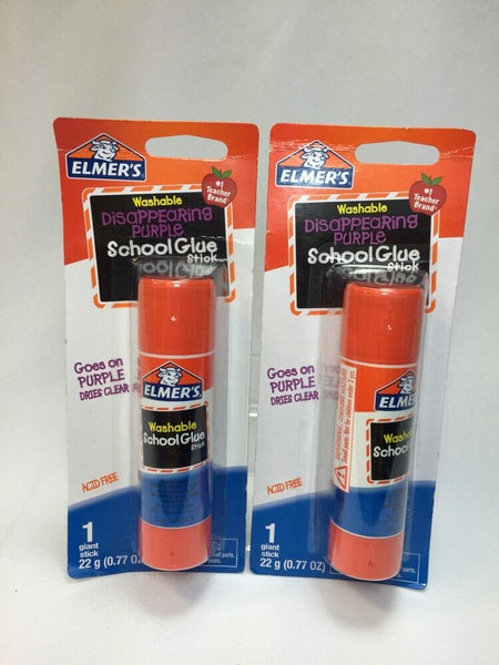 (2) Elmer's Washable Disappearing Purple School Glue Stick Kids Art Project