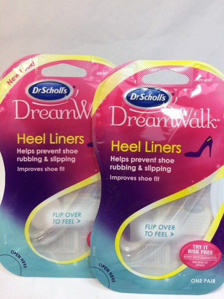 (2) Clear Dr. Scholl's Dreamwalk Heel Liner Pad High Heel No Slip Or Rubbing