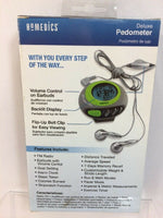 Homedics PDM-200 Deluxe Pedometer Radio Earbuds Speed Calories Steps