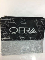 OFRA COSMETICS SILVER & Black Zipper MakeUp Bag Case w/reciept
