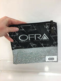 OFRA COSMETICS SILVER & Black Zipper MakeUp Bag Case w/reciept