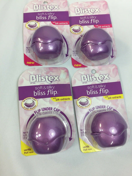 (4) Blistex Bliss Flip Soft & Silky Vanilla Fruit Moisturizing Balm