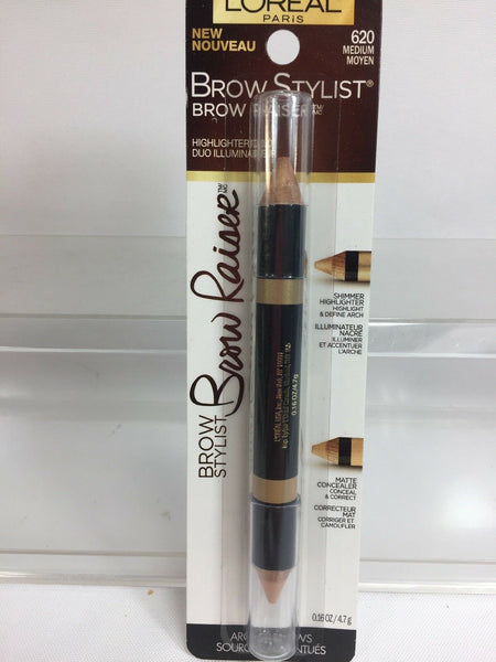 (2) L'Oréal 620 Medium Brow Stylist Brow Raiser Highlighter Duo Matte Concealer