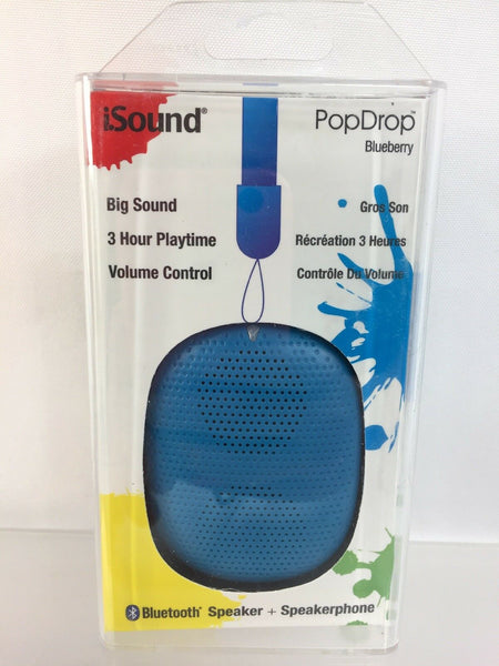 iSound PopDrop Wireless Speaker Blueberry Bluetooth Blue Speakerphone Portable