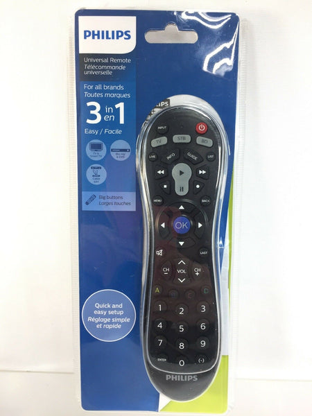 Philips SRP3013/27 3-in-1 Universal Remote Control, Black