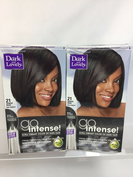 (2) Dark and Lovely 21 Original Black SoftSheen-Carson Go Intense Hair Color
