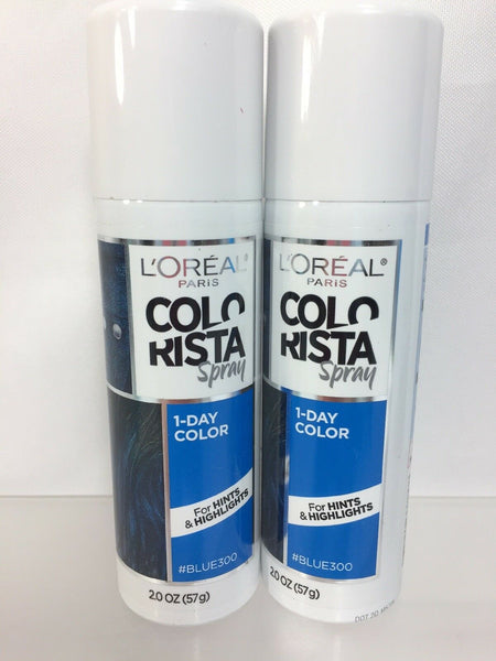 (2) L'Oréal #Blue300 Spray Colorista 1 Day Hair Color Highlight Blue 2oz