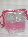 New Pink Clear Spa Drawstring Bag + Terry Sweat Band Travel Case MakeUp Macy's