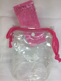 New Pink Clear Spa Drawstring Bag + Terry Sweat Band Travel Case MakeUp Macy's