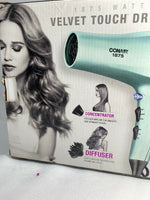 Conair 1875 Watt Velvet Touch Dryer Fast Drying Comfort Grip Diffuser 3 Speed