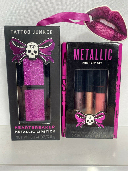 (2) Tattoo Junkee Heartbreaker Metallic Lipstick LipPaint Gold digger Baby Tease