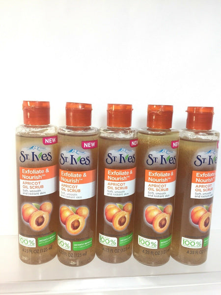 (5) St. Ives Exfoliate & Nourish Apricot Oil Scrub Cleanse 4.23oz *Combine Ship*