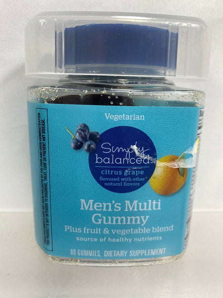 Simply Balanced Vegetarian Men’s Multi Vitiman Gummy 60 Citrus Grape Gummie 8/20