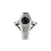 Alchemy Gothic R235  RIP Rose Ring Coffin Black Rose England