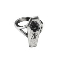 Alchemy Gothic R235  RIP Rose Ring Coffin Black Rose England