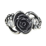 Alchemy Gothic R223 Bacchanal Rose Ring Crystal Black Rose England