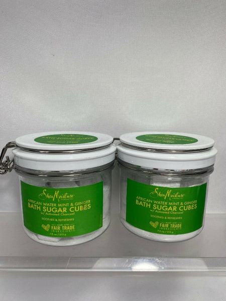 (2) Shea Moisture Bath Sugar Cubes African Mint Ginger Charcoals 7.5 oz