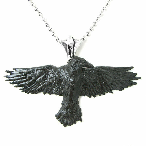 Alchemy Gothic P193  Black Raven Pendant Necklace IN HAND