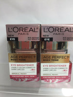 (2) L'Oreal Eye Brightener Creme Age Perfect Rosy Tone Dark Circles 5oz