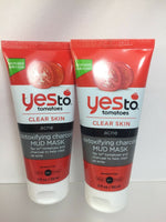 (2) Yes To Tomatoes Clear breakout Detoxifying Charcoal Mud Mask 2oz