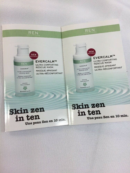 (2) Ren Evercalm Comforting Rescue Mask Cleanse Pores Sample Single